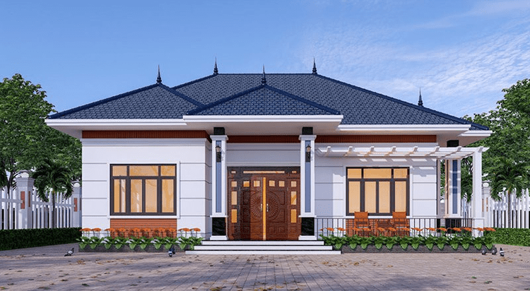 nhà cấp 4 mái nhật 3 phòng ngủ