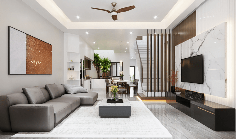 Những mẫu trần thạch cao phòng khách 25m2 đẹp, thiết kế sang trọng