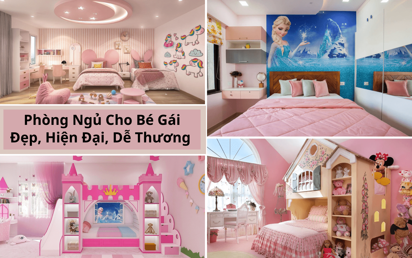 Mẫu phòng ngủ cho bé gái đẹp, dễ thương, hiện đại