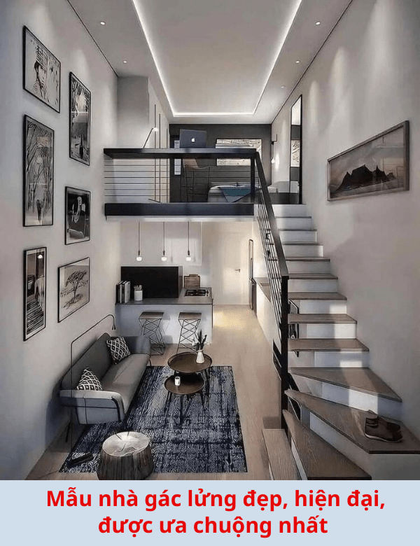 mẫu nhà gác lửng hiện đại, đẹp, được ưa chuộng 2025