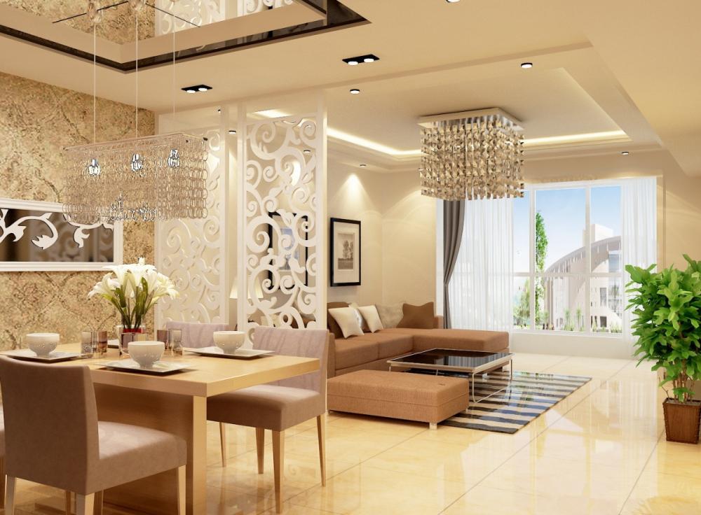 vách ngăn phòng khách và bếp hoa văn